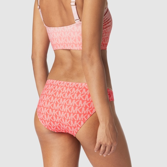 NEW MICHAEL Michael Kors Logo Cropped Bikini Top & Bottom MK 2 PIECE SET NWT - Picture 2 of 3